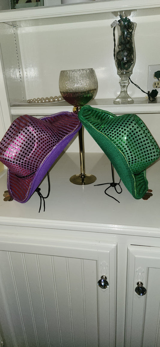 A Mardi Gras Sequence Cowboy Hat
